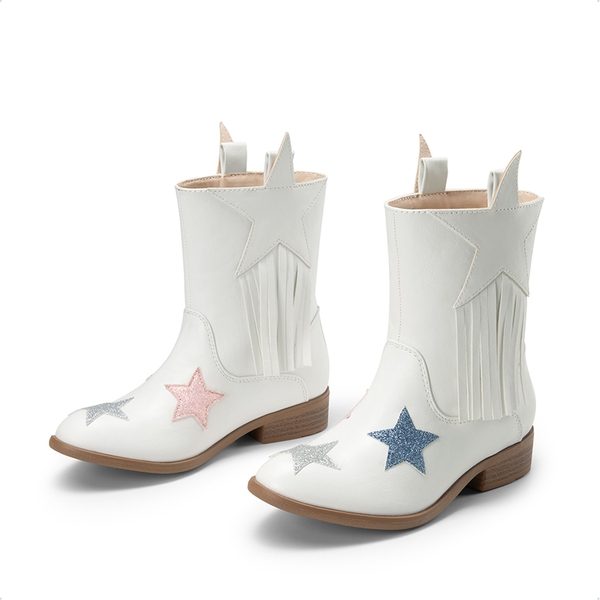 Kids Star Tassel Cowgirl Boots - WHITE - 2